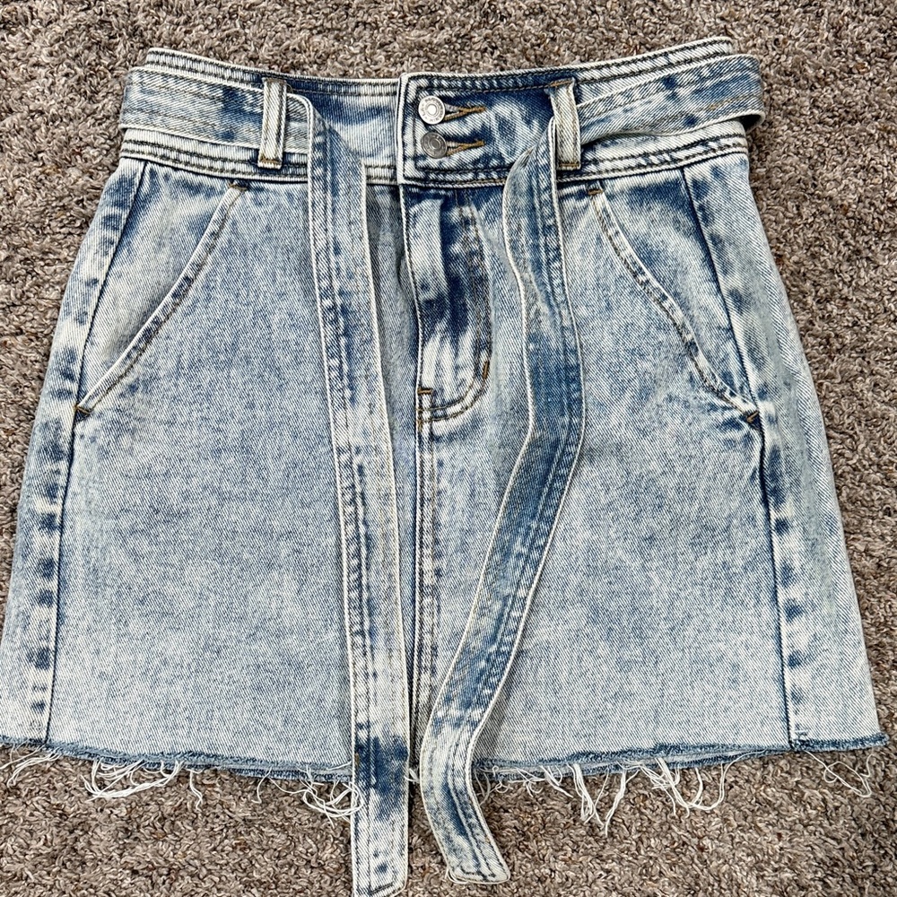 PacSun Light Wash Denim Mini Skirt